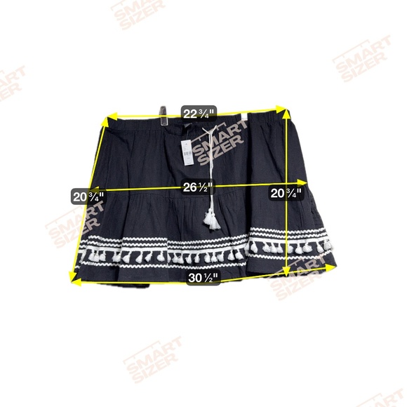 Lane Bryant Women's Skirt 26/28 Black w/White Tassels Drawstring Cotton Lined - Picture 10 of 10